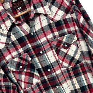 PLAINS WESTERN WEAR‎ Men's XL Red Plaid Pearl Snap Western Cowboy Flannel Shirt